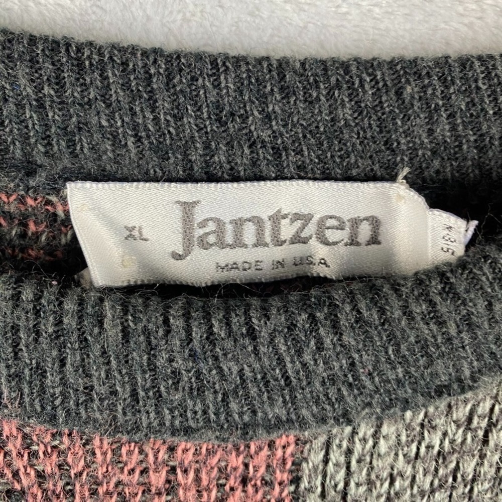 Vintage Jantzen Sweater Men XL Colorful Geometric Knit Crew Pullover Made in USA - Picture 3 of 7